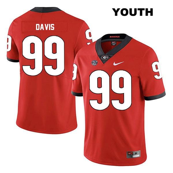 Georgia Bulldogs Youth Jordan Davis #99 NCAA Legend Authentic Red Nike Stitched College Football Jersey MQL5356JG